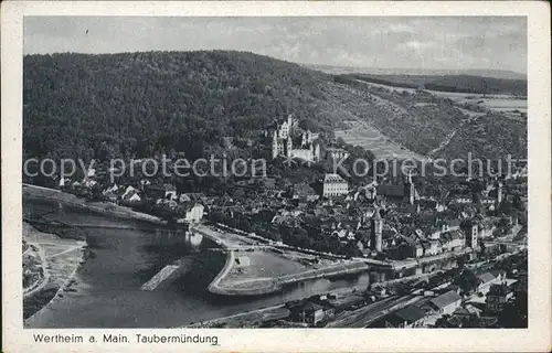 Wertheim Main Panorama mit Taubermuendung und Schloss Kat. Wertheim