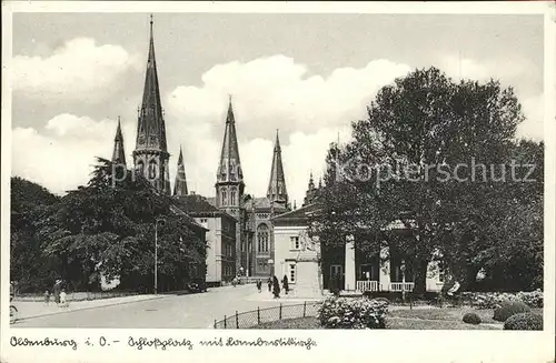 Oldenburg Holstein Schlossplatz mit Lambertikirche Kat. Oldenburg in Holstein