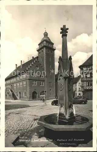 Mosbach Baden Rathaus mit Brunnen / Mosbach /Neckar-Odenwald-Kreis LKR