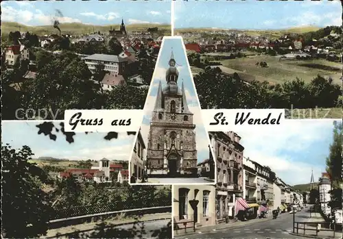 St Wendel Panorama Kirche Strassenpartie Kat. Sankt Wendel