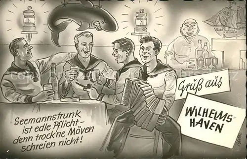 Wilhelmshaven Matrosen Trinkgelage Karikatur Kat. Wilhelmshaven