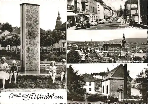 St Wendel Brunnen Bahnhofstr Stadtblick Wendelinuskapelle Kat. Sankt Wendel