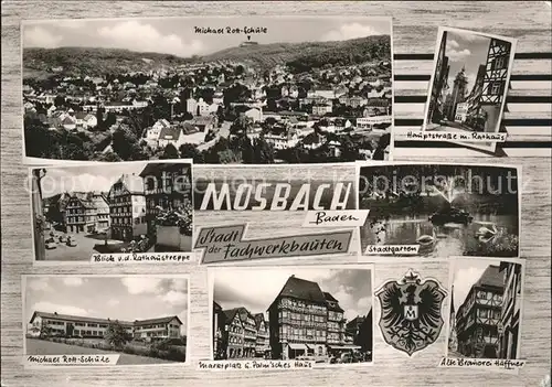 Mosbach Baden Panorama Hauptstr Rathaus Stadtgarten Michael Rott Schule Marktplatz Alte Brauerei / Mosbach /Neckar-Odenwald-Kreis LKR