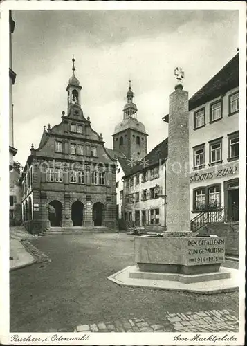 Buchen Odenwald Marktplatz Brunnen Rathaus Kat. Buchen (Odenwald)