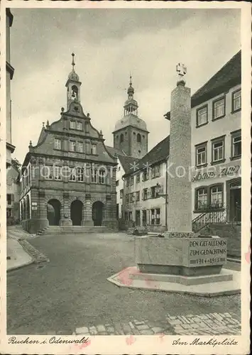 Buchen Odenwald Marktplatz Brunnen Rathaus Kat. Buchen (Odenwald)