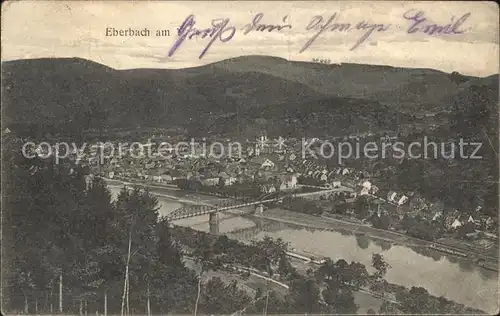 Eberbach Baden Totalansicht mit Neckarbruecke Kat. Eberbach