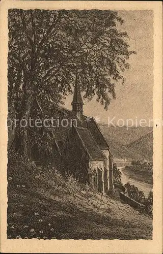 Hirschhorn Neckar Karmeliterkirche Zeichnung Kat. Hirschhorn (Neckar)