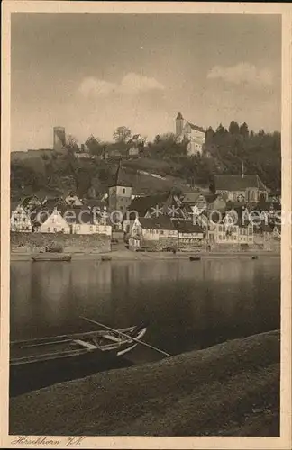 Hirschhorn Neckar Ortsblick mit Schloss Kat. Hirschhorn (Neckar)