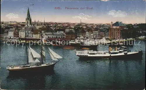 Kiel Panorama Dampfer Segelschiff Kat. Kiel