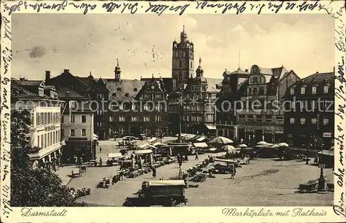 Darmstadt Marktplatz mit Rathaus Kat. Darmstadt