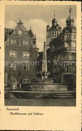 Darmstadt Marktbrunnen mit Rathaus Kat. Darmstadt