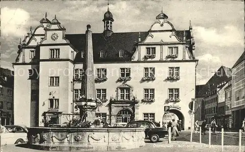 Darmstadt Rathaus und Marktbrunnen Kat. Darmstadt