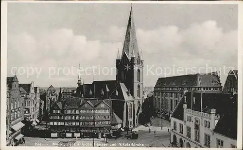 Kiel Markt persianische Haeuser und Nikolaikirche Kat. Kiel