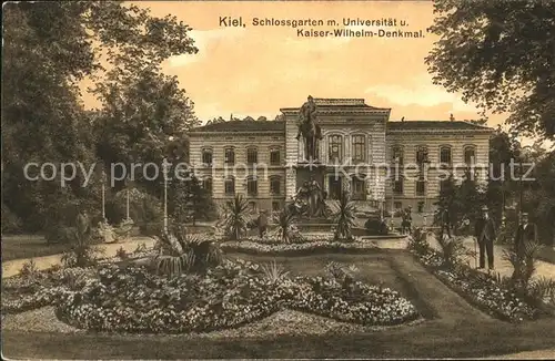 Kiel Schlossgarten mit Universitaet und Kaiser Wilhelm Denkmal Kat. Kiel