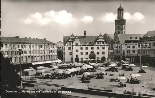 Darmstadt Marktplatz Rathaus Stadtkirche Kat. Darmstadt