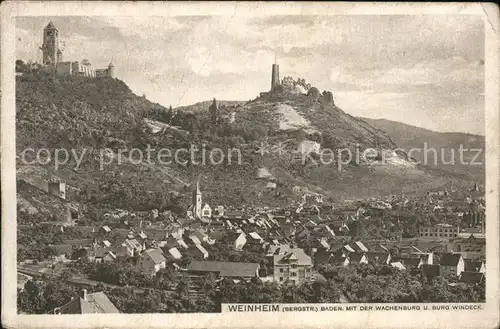 Weinheim Bergstrasse mit Wachenburg und Burg Windeck Kat. Weinheim