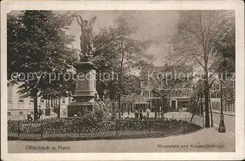 Offenbach Main Alicenplatz und Kriegerdenkmal Kat. Offenbach am Main