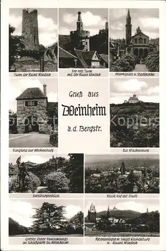 Weinheim Bergstrasse Total Ruine Windeck Roter Turm Marktplatz Kirche Wachenburg Eingang Zweiburgenblick Zeder Schlosspark Kat. Weinheim