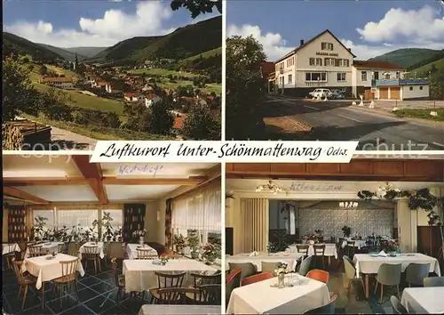 Unterschoenmattenwag Ortsansicht mit Gasthaus Zur Goldenen Krone Gastraum Kat. Wald Michelbach