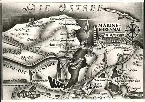 Kiel Ostsee Gebietskarte Kat. Kiel
