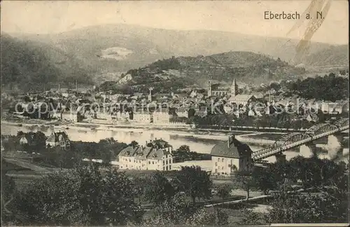 Eberbach Baden Ortsansicht mit Bruecke Kat. Eberbach