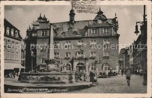 Darmstadt Rathaus mit Marktbrunnen Kat. Darmstadt