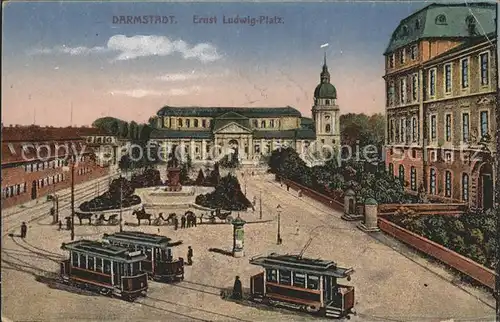 Darmstadt Ernst Ludwig Platz Strassenbahnen Kat. Darmstadt