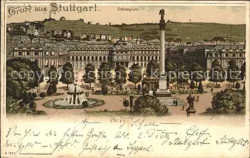 Stuttgart Schlossplatz Saeule Brunnen Denkmal Kat. Stuttgart