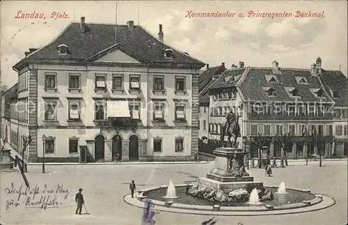 Landau Pfalz Kommandantur und Prinzregenten Denkmal Reiterstandbild Kat. Landau in der Pfalz