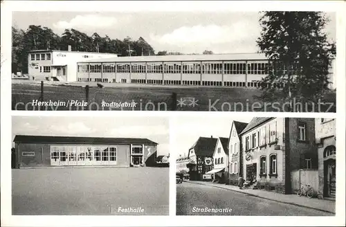 Herxheim Pfalz Radiofabrik Industrie Festhalle Strassenpartie Kat. Herxheim bei Landau  Pfalz