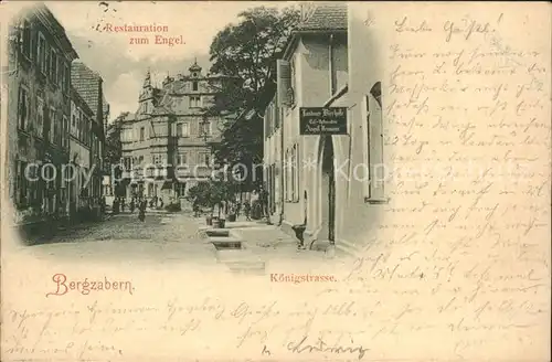 Bad Bergzabern Koenigstrasse Restauration zum Engel Gasthaus Kirche Hotel Roessel Kat. Bad Bergzabern