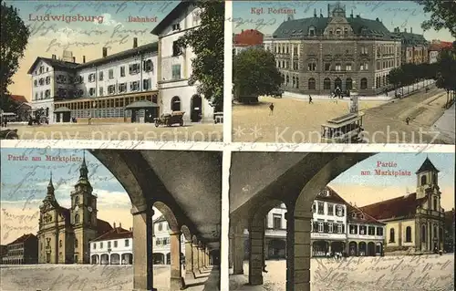Ludwigsburg Bahnhof Koenigliches Postamt Marktplatz Arkaden Strassenbahn / Ludwigsburg /Ludwigsburg LKR