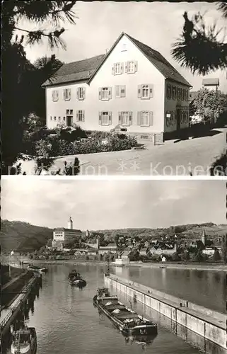 Gundelsheim Wuerttemberg Hotel Wuerttemberger Hof Schloss Horneck Frachtkahn Binnenschifffahrt