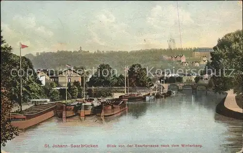 St Johann Saarbruecken Blick von der Saarterrasse nach dem Winterberg Bruecke Kat. Saarbruecken