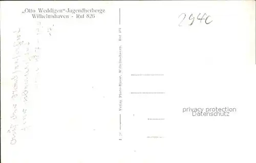 hf19920 Wilhelmshaven Otto Weddigen Jugendherberge Kategorie. Wilhelmshaven Alte Ansichtskarten