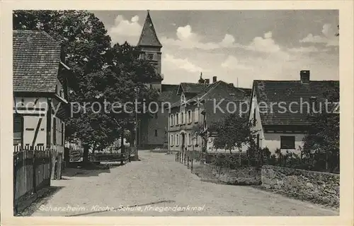 Scherzheim Kirche Schule Kriegerdenkmal Kat. Lichtenau