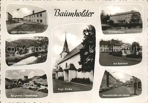 Baumholder Nahe Lager Wilhelmsbad Edingersmuehle Burgruine Lichtenberg Kirche Krankenhaus Bahnhof Hauptstrasse Kat. Baumholder