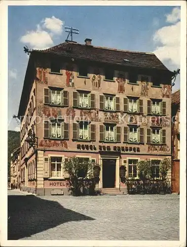 Eberbach Baden Hotel Restaurant Karpfen Fassadenmalerei Kat. Eberbach
