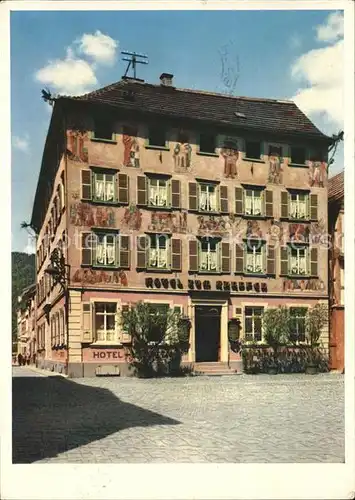 Eberbach Baden Hotel Restaurant Karpfen Fassadenmalerei Kat. Eberbach