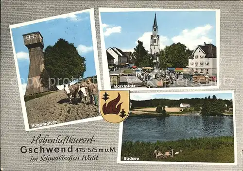 Gschwend Gaildorf Hagbergturm Marktplatz Kirche Natur Badesee Wappen Kat. Gschwend