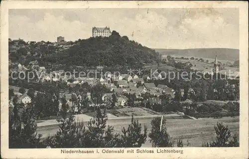 Niedernhausen Odenwald Panorama mit Schloss Lichtenberg Kat. Fischbachtal