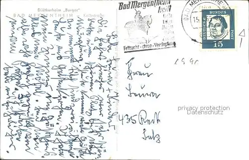 Bad Mergentheim Diaetkurheim Burger Kolbstrasse Kat. Bad Mergentheim