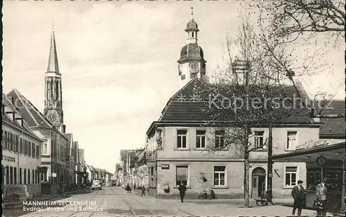 Seckenheim Kirche und Rathaus Kat. Mannheim