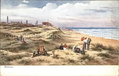 Borkum Nordseebad Strand Duenen Kuenstlerkarte / Borkum /Leer LKR