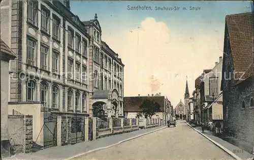 Sandhofen Schulhausstrasse mit Schule Kat. Mannheim