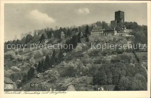 Durlach mit Turmberg u.Bergbahn Kat. Karlsruhe