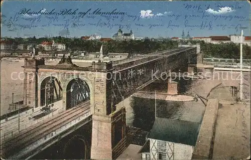 Mannheim Rheinbruecke mit Blick auf Mannheim Kat. Mannheim