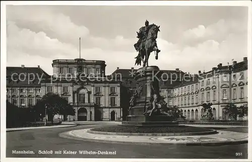 Mannheim Schloss mit Kaiser Wilhelm Denkmal Kat. Mannheim