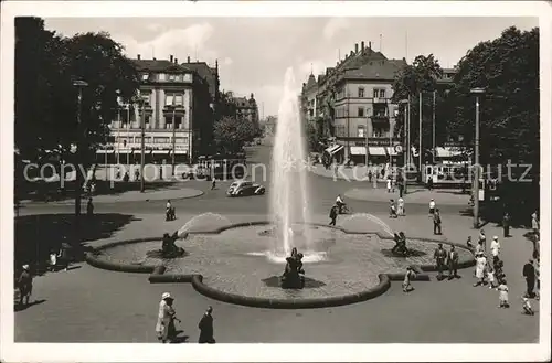 Mannheim Heidelberger Strasse mit Springbrunnen Kat. Mannheim