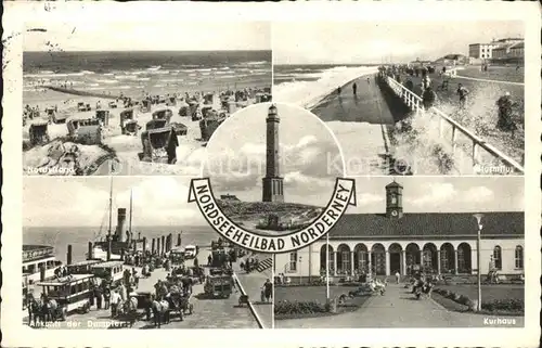 Norderney Nordseebad Kurhaus u.Schiffsanlegestelle mit Pferdekutschen Kat. Norderney